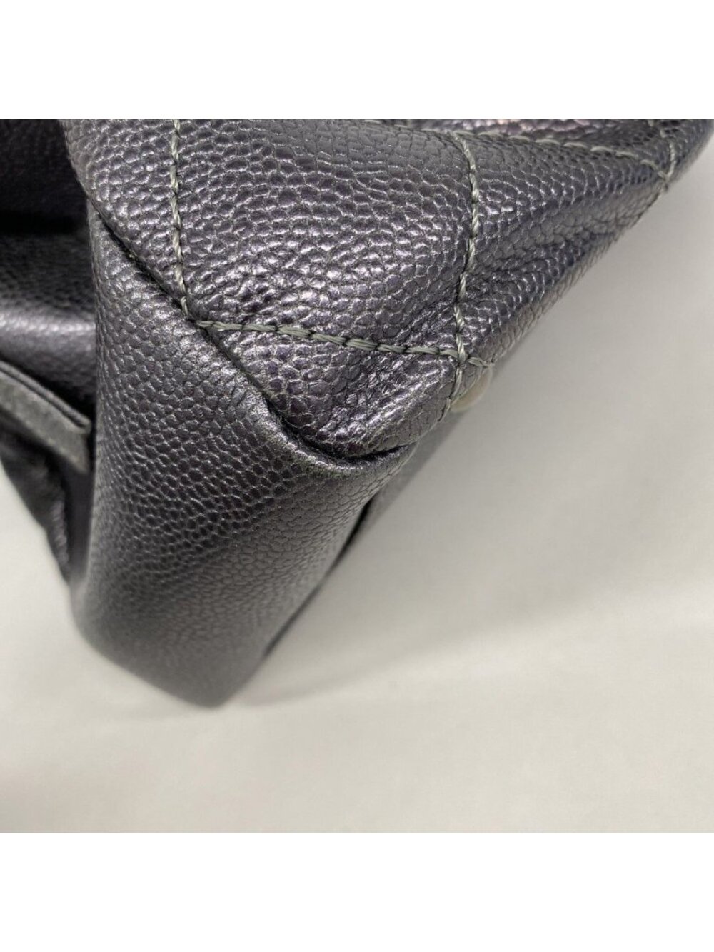 Chanel Chain Tote Quilted Caviar Leather Dark Gray Silver - Picture 7 of 10